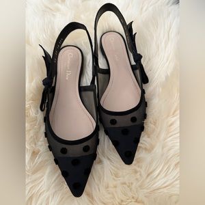 Christian Dior polka dot slingback flats 39.5